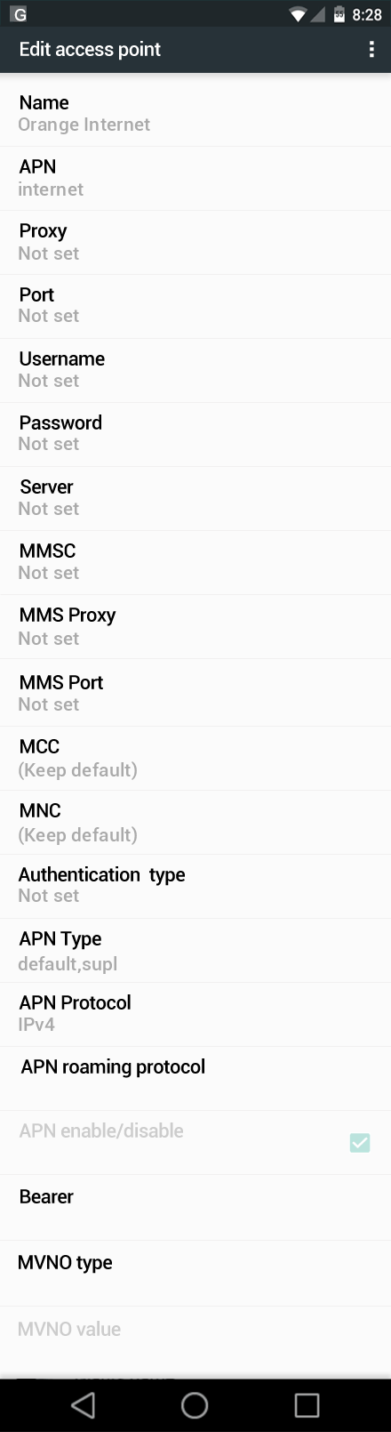 Orange OnePlus 3 Internet APN instellingen Voor Netherland APN 